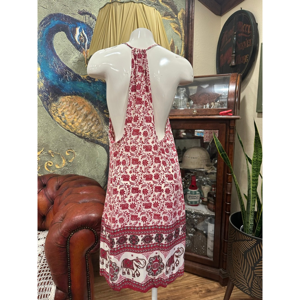 FINEJO Red and White Elephant Print Mini Dress XL - Picture 4 of 9